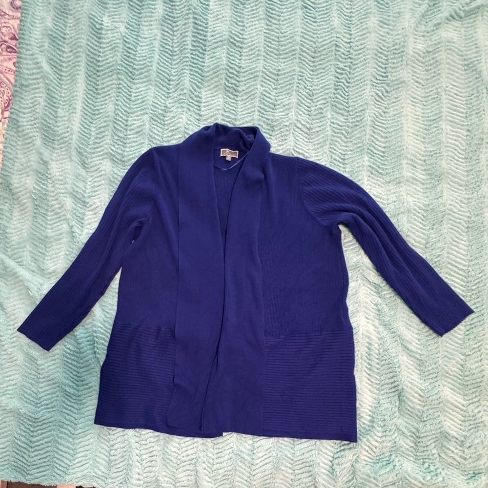 JM Collection Royal Blue Cardigan Sweater 3x​ - Picture 3 of 7